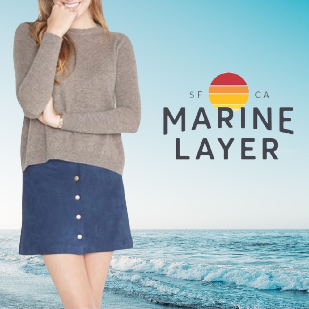 Marine Layer Rosie Suede A-Line Skirt Mood Indigo